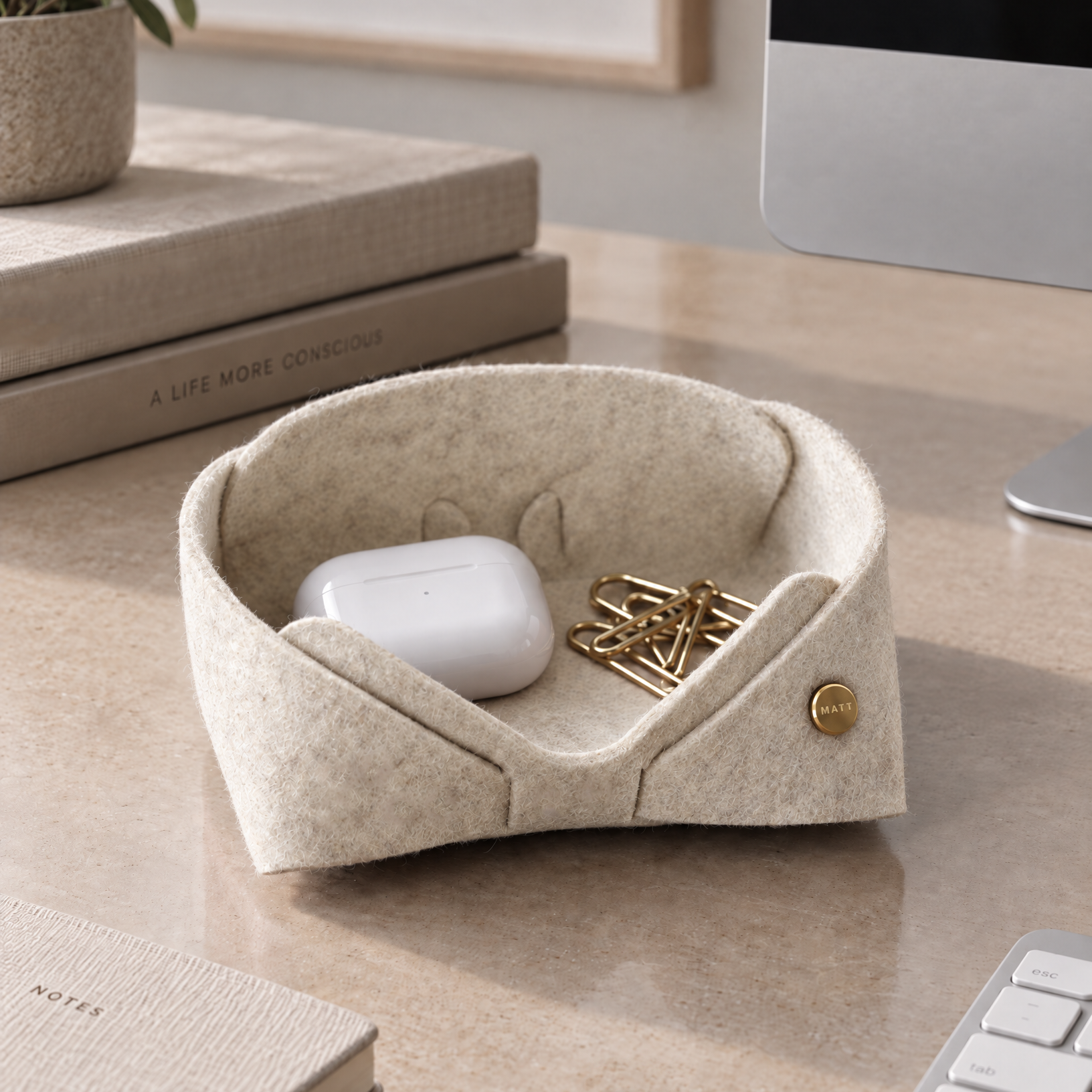 Merino Wool Felt Decorative Basket | Minimalist Tray | MATT™