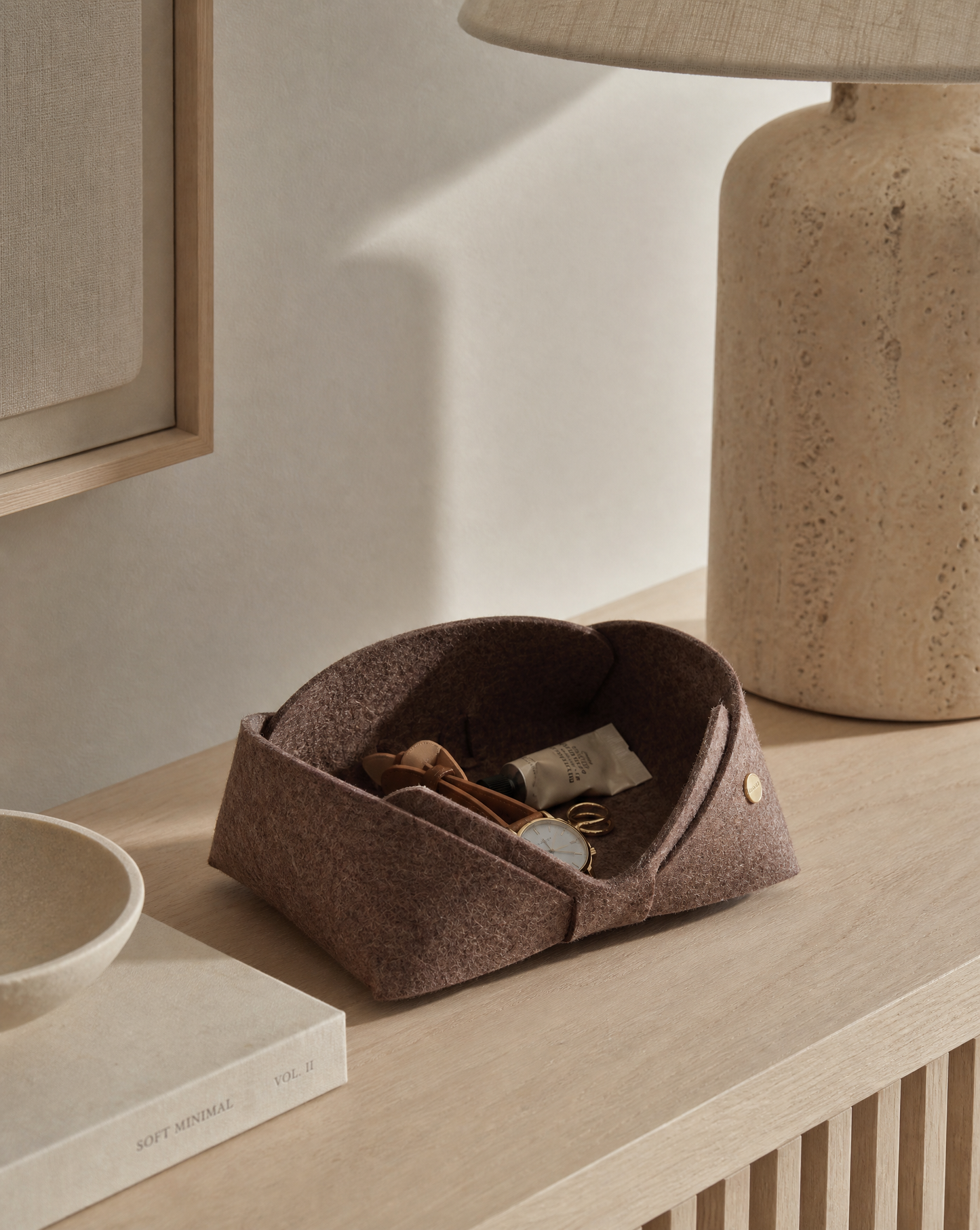 decorative basket made of merino wool felt