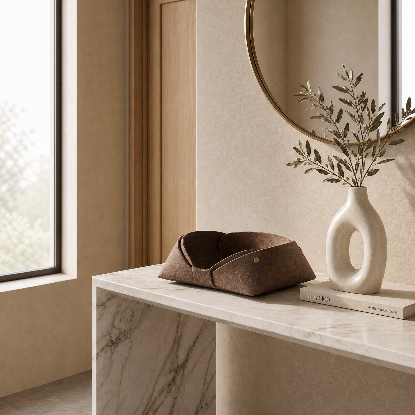 Panier de rangement décoratif en feutre de laine mérinos | Décor minimaliste | MATT™